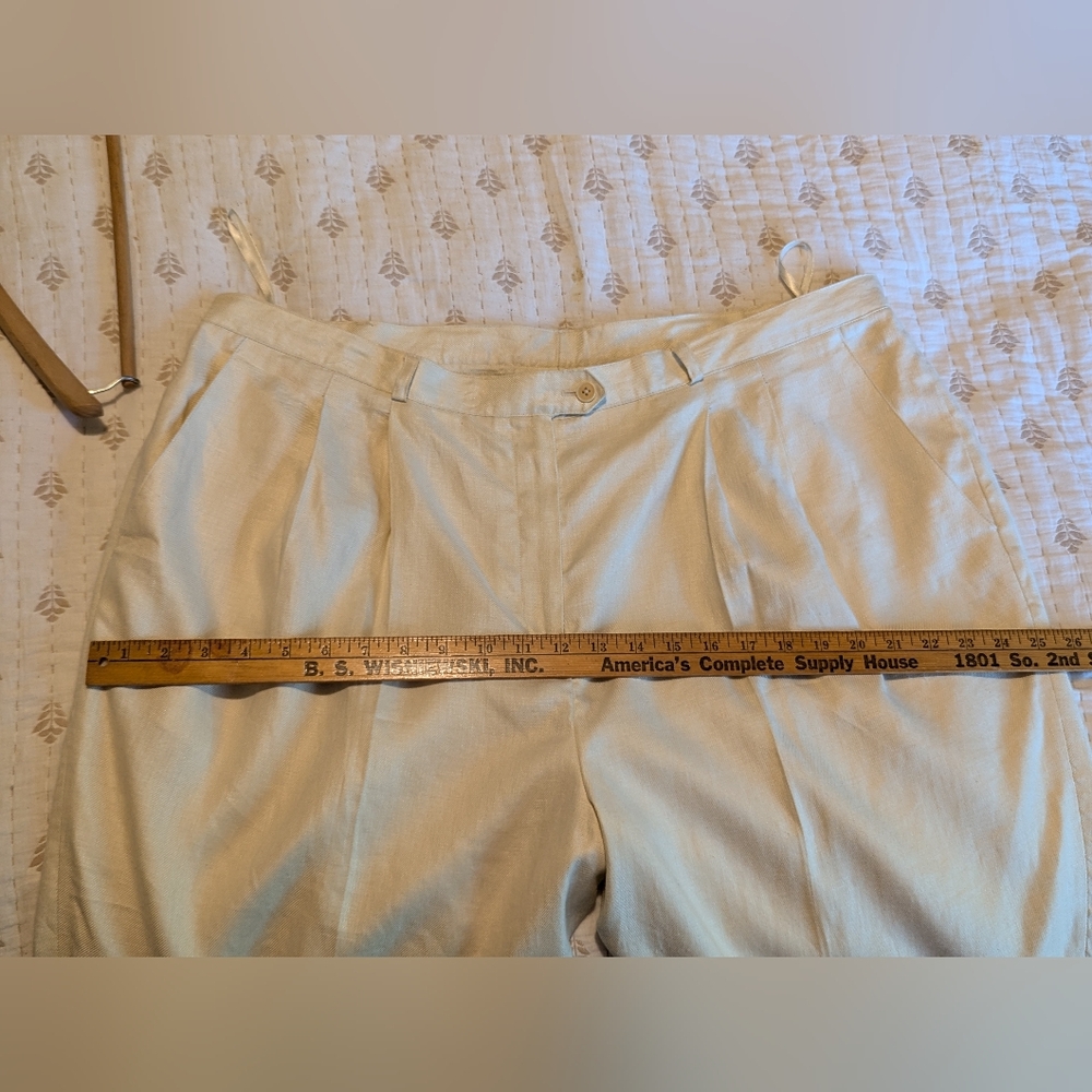 Lauren by Ralph Lauren linen lined cream pleater pants trousers slacks 2… - Picture 6 of 9